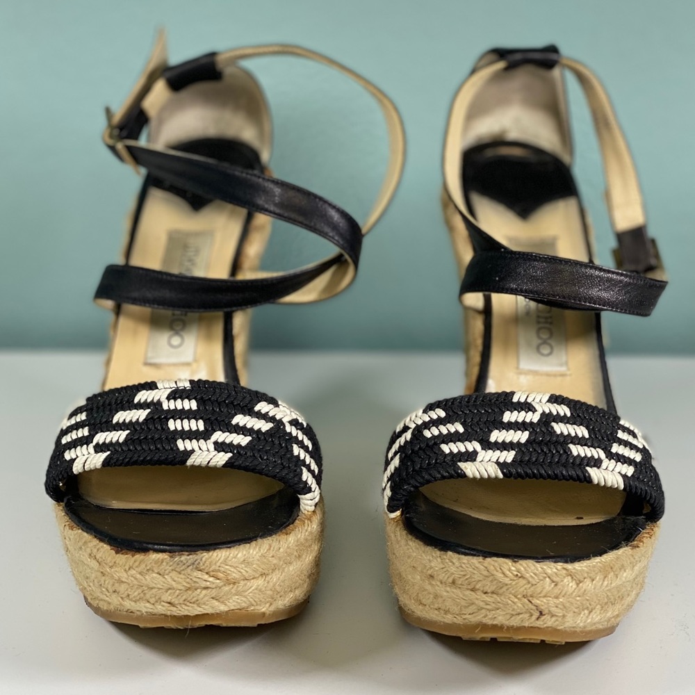 Jimmy Choo Espadrille Wedge Black & White